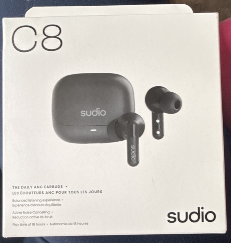Sudio C8 True Wireless Bluetooth In-Ear Earbuds w/ ANC Water Resistant Black