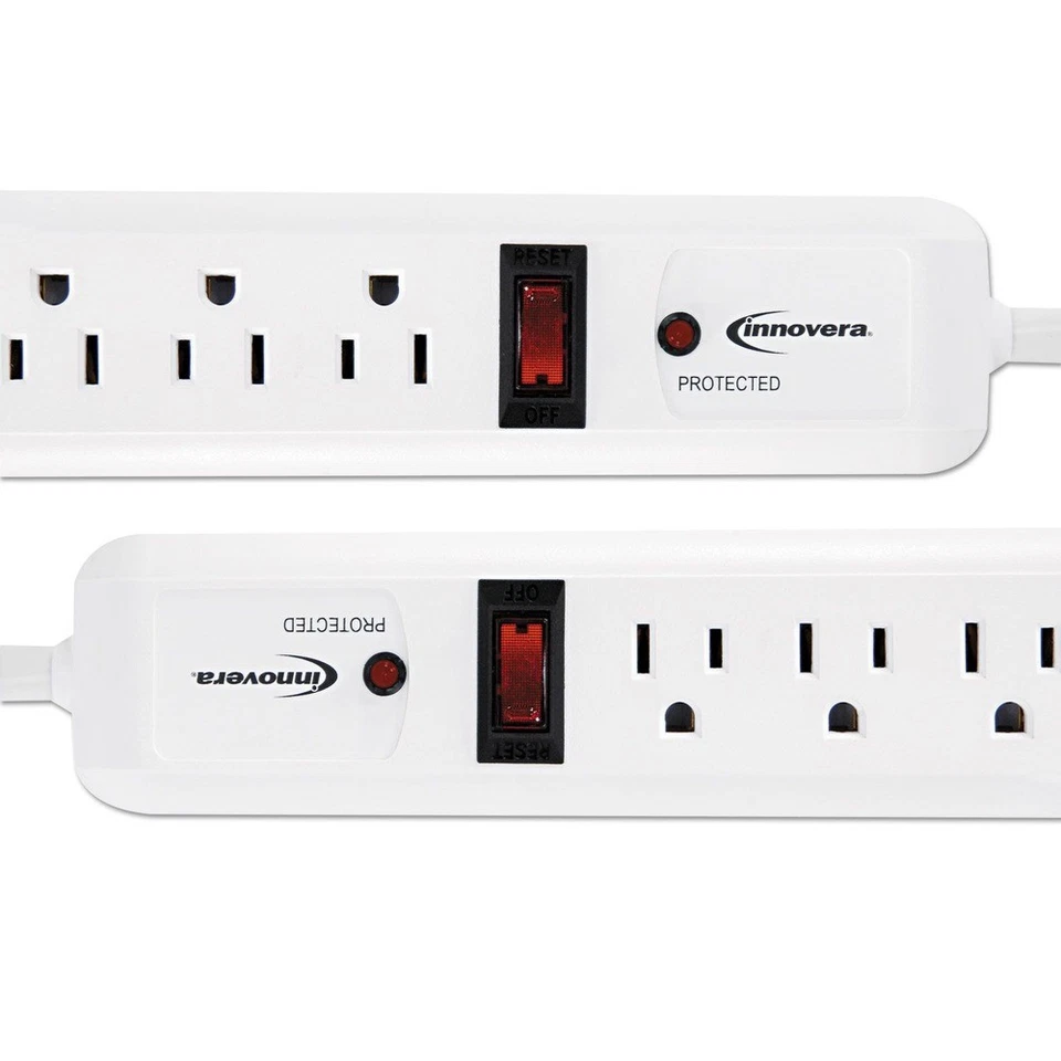Innovera 71653 6 AC Outlets 4' Cord 540 J Surge Protector - White (2/Pack) New - Image 2 of 3
