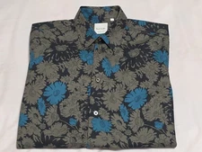 Paul Smith Black Floral Button-up L/S Lightweight Dress Shirt SZ M Made ITALY 