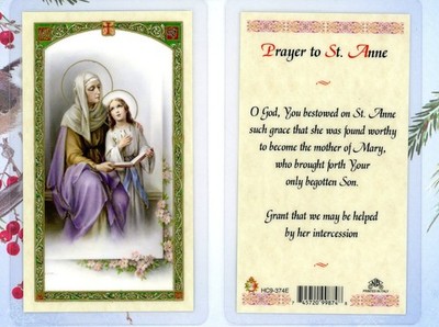 Saint Ann with Prayer to St. Anne  - Laminated  Holy Card HC9-374E