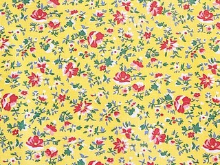 Vintage Feed Sack Bright Yellow Little Pink Floral Feedsack 36x44