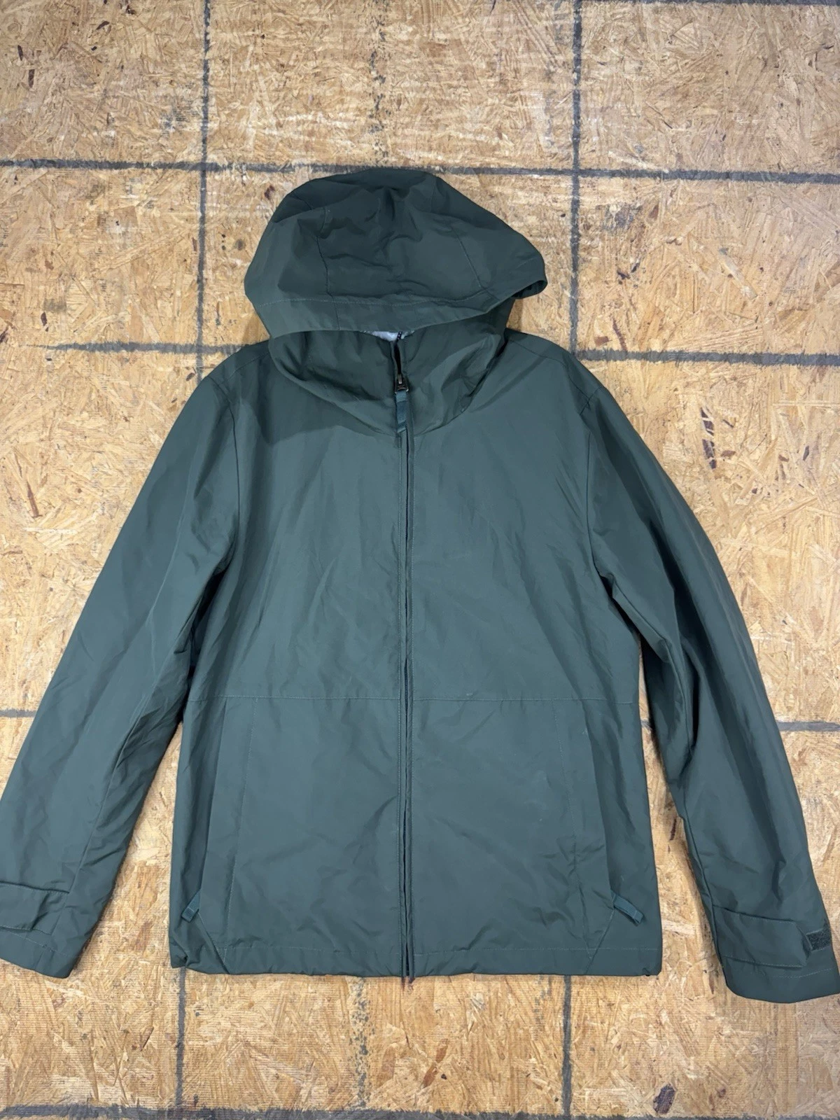 Dockers Mens Water Resistant Hooded Army Green Raincoat Jacket Small