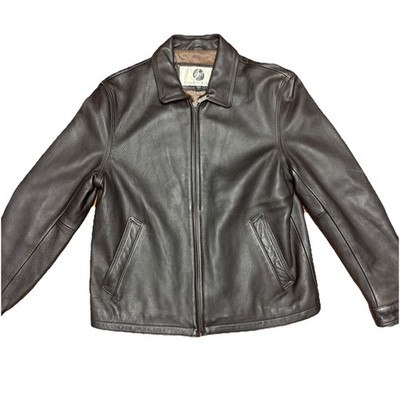 Stone Mountain Jacket W L Genuine Leather Classic Metal Zip Up Thick Pebbled Ltr