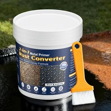 Rust Converter & Metal Primer, 2-in-1 Black Rust Remover Paint Water-Based Me...