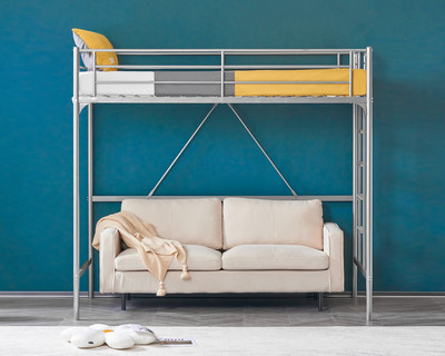 Loft Bed Twin Loft Bunk Bed Frame with Stairs Flat Ladder Rung for Kids Adults