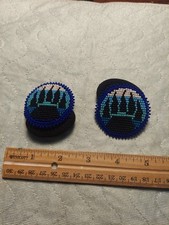 Native Beaded Hair Rosette, 1 Pr Bear Paw