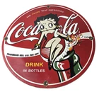 Vintage Coca Cola Sign - Betty Boop Bottle Gas Pump Porcelain Ad Sign