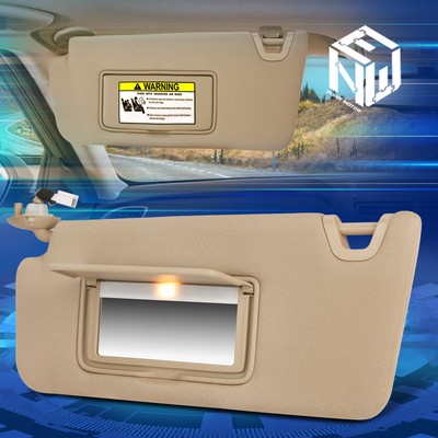 For 08-12 Honda Accord Left Driver Side OE Style Sun Visor Sunshade w/Light Tan