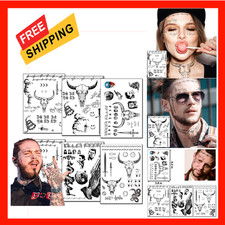 Halloween Temporary Tattoos Stickers Kit Face Body Art Fake Face Tattoos for