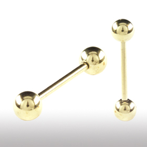 1,2mm Gold Piercing Stab Barbell Ohr Brust Intim Piercing Stecker mit Kugeln - Bild 1 von 2
