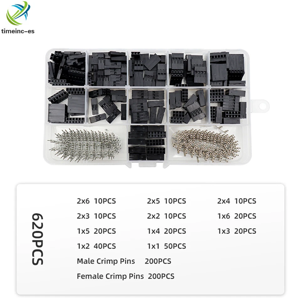 620PCS Dupont Crimp Pin Connector Header Jumper Wire Terminal Housing 2.54mm NEW - Imagen 4 de 4