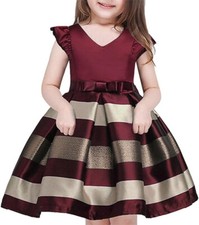      Burgundy  Gold Formal Dress Size 4-5T Baby Christmas Holiday Dress - USED