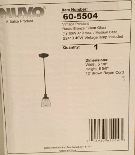 Nuvo Lighting-60/5504-Vintage - One Light Pendant  Rustic Bronze - 第 1/3 張圖片