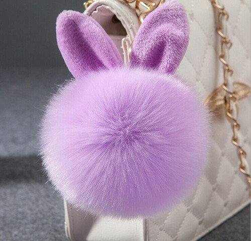 Flauschiger Schlüsselanhänger Hase Bommel Damen Tasche Kaninchenohr Fell Ball Anhänger Schlüsselring - Bild 6 von 23