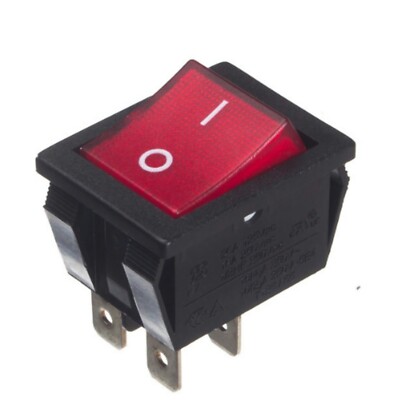 TOPSTONE K7 SPST Illuminated Red Rocker Switch, 120V AC, 20A, with Cover