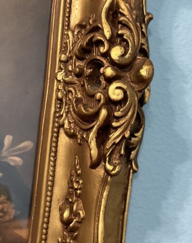 Antiker geschichteter Bilderrahmen Gold vergoldet verziert großer Gemälde 17” x 14” mit Druck - Bild 9 von 23