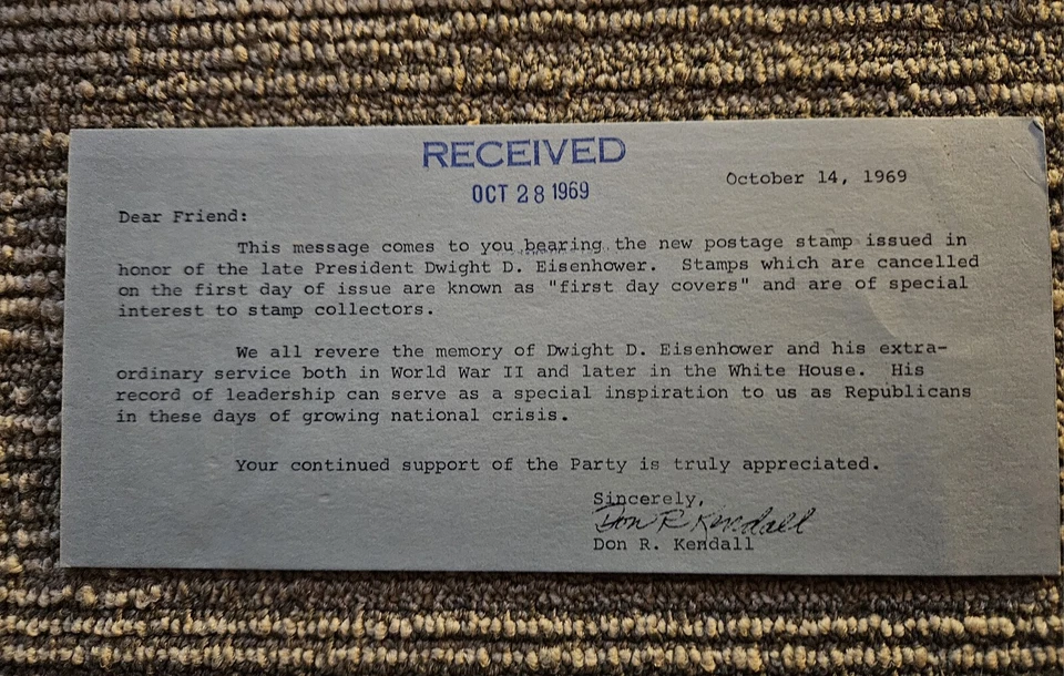 1969 First Day Of Issue Dwight D. Eisenhower Cover - Image 4 of 4