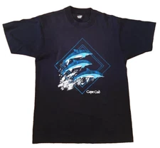 Vtg L Screen Stars Cape Cod, Mass. Sea Ocean DOLPHINS Wildlife T-Shirt 80's! 