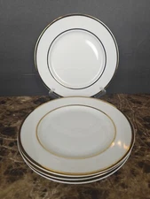 Set Of 4 David Tutera Salad Plates White With Gold Rim 8 1/8"