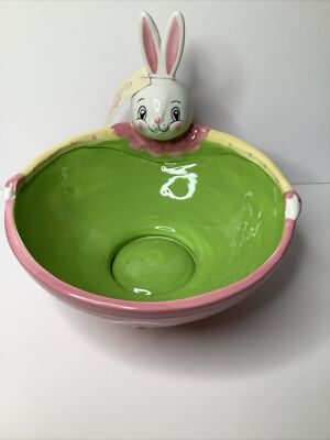 New ~ Johanna Parker Carnival Cottage By Magenta Easter Bunny Candy Dish Bowl