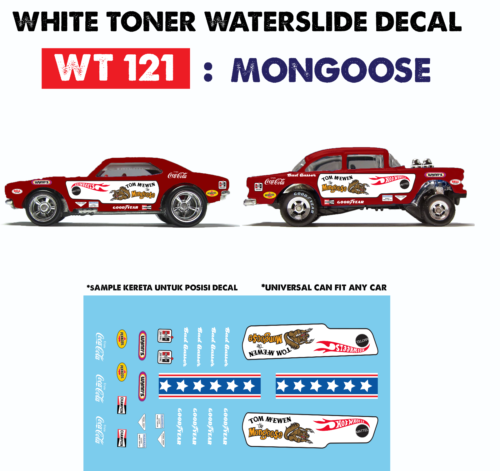 WT071 White Toner Waterslide Decals > CAMARO_FLAME1 >For Custom 1:64 Hot Wheels 