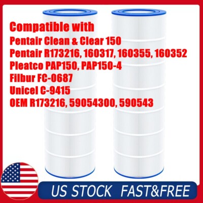 (2) PAP150 Pool Filter Cartridge For Pentair Clean & Clear 150,FC-0687,C-9415