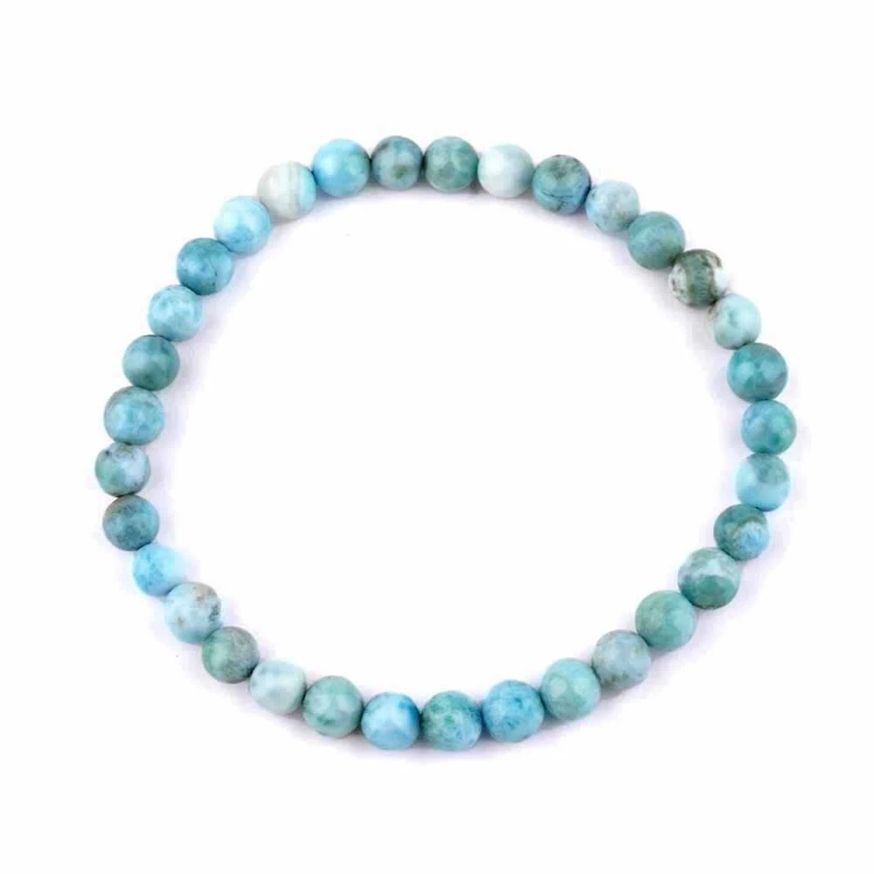 Larimar Ø 6 mm Kugel Armband flexibel und dehnbar sehr gute Qualität und Farbe - Bild 3 von 4