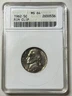 1962 Jefferson Nickel 5C ANACS MS 64 RIM CLIP ERROR