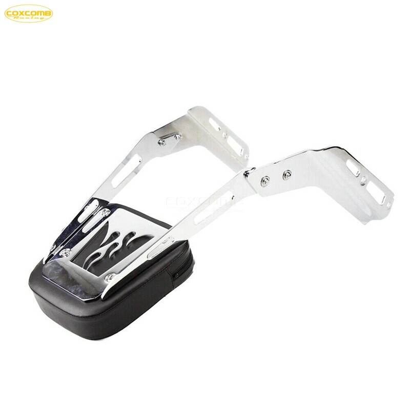 Chrome Rear Sissy Bar Backrest w/Pad Luggage Rack For Honda VTX 1300C