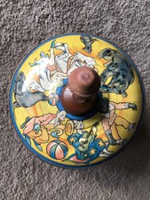 Vintage Tin Toy Pump Spinning Top Circus Clowns French 9 Inch A Balanche Works