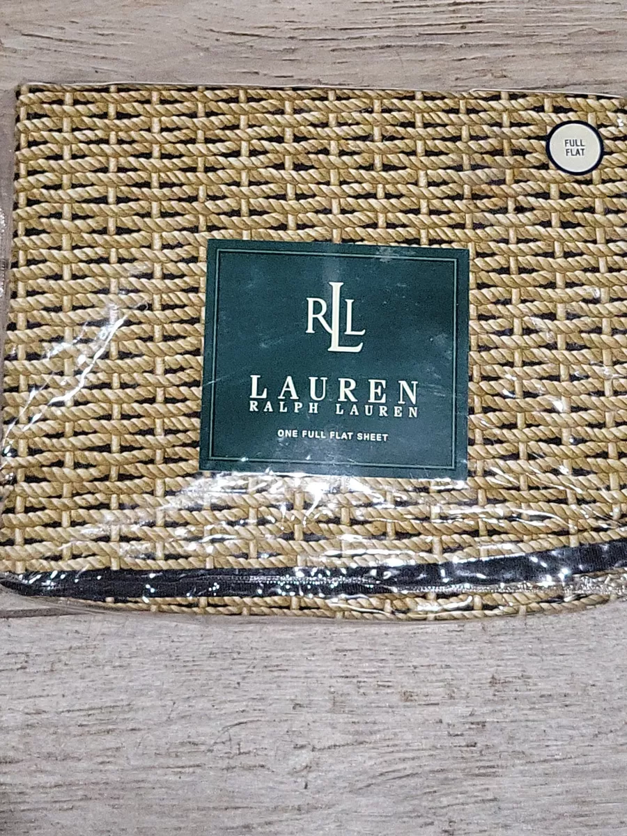 Vintage Ralph Lauren Charleston Wicker Multi Basket Weave Full Flat Sheet Nwt