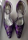 Dolce By Pierre 3” Heels SIZE 7-1/2W Dk Purple w/Sequin Ankle Strap Pumps 8540