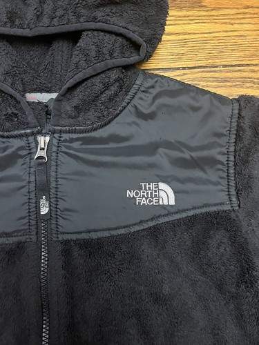 The North Face Jacket Girls XL (18) Black Soft Osito Hooded Full Zip Logo - Picture 2 of 6