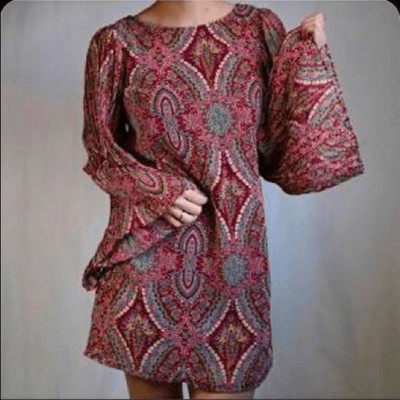 FIRE LOS ANGELES Size S  Bell Sleeved Boho Dress