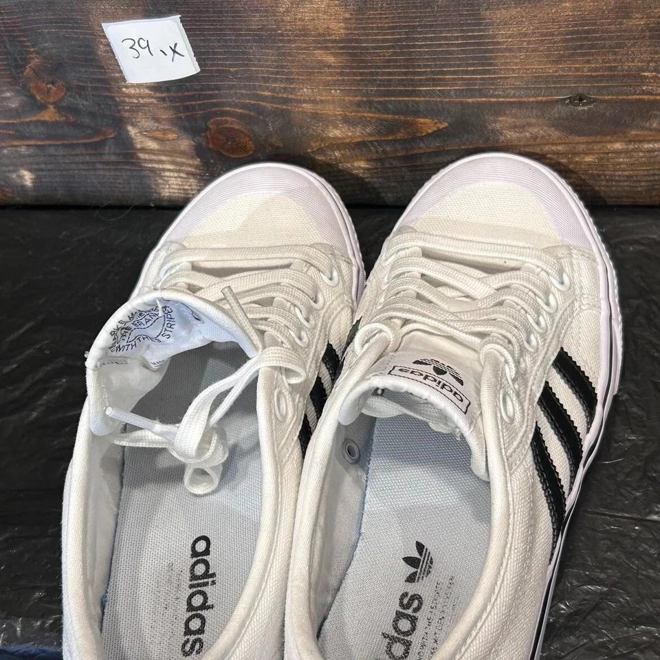 Adidas Men's Nizza Low Canvas White /Black Shoes - CQ2333 Size 8.5 #39.x - Image 3 of 4