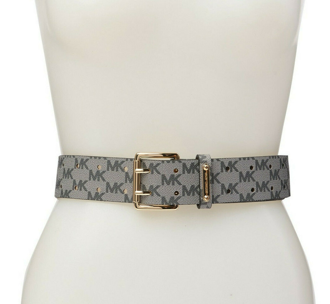 Michael Kors MK 42 mm Perforated Logo Women Waist Belt Gray  display picture 2