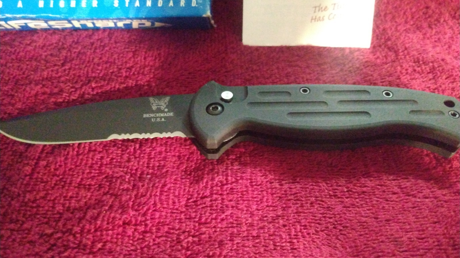 Benchmade lifesharp 9000 sbt pocket knife w/box, sheath and paperwork