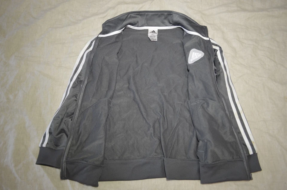 Boys Youth Adidas Gray Zip up Sweatshirts Gary with White Stripes Size 10/12 - Image 2 of 4