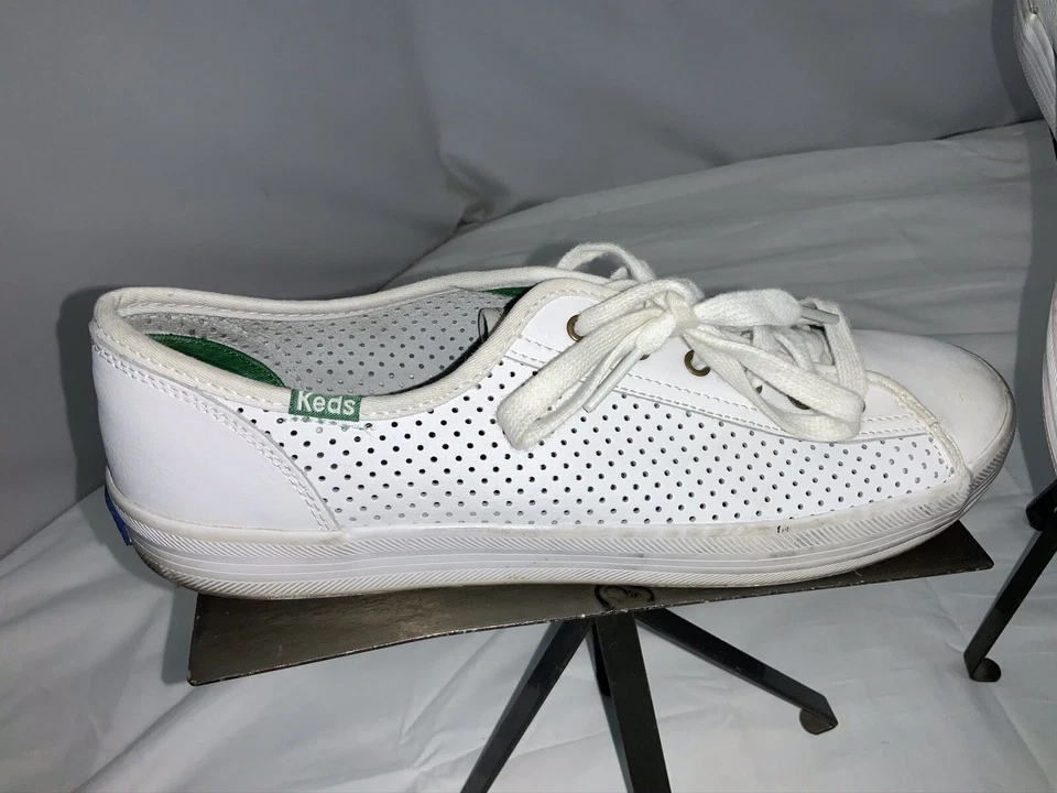 Keds Fashion Sneakers Shoes Sz 9 Women White Leather Lace Worn 2x YGI H0S-213 - Image 3 of 4
