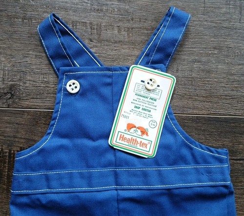 Vtg Health-Tex Cotton Blend 9 Months Overalls Shorts Tennis Snap Crotch NOS NWT - Picture 5 of 13