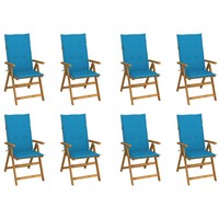 Klappbare GartenstüHle Massivholz Akazie Mit Kissen 8Er Set Terrasse