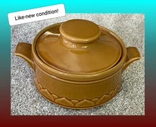 Golden Seville Genuine Stoneware Casserole dish VTG Japan Mustard Brown Pattern