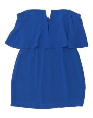 BCBGMAXAZRIA schulterfreies Damenkleid UK 8 Small blau Acetat DS76