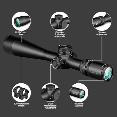 Vortex Viper HD 3-15x44 Dead-Hold Riflescope BDC MOA Reticle