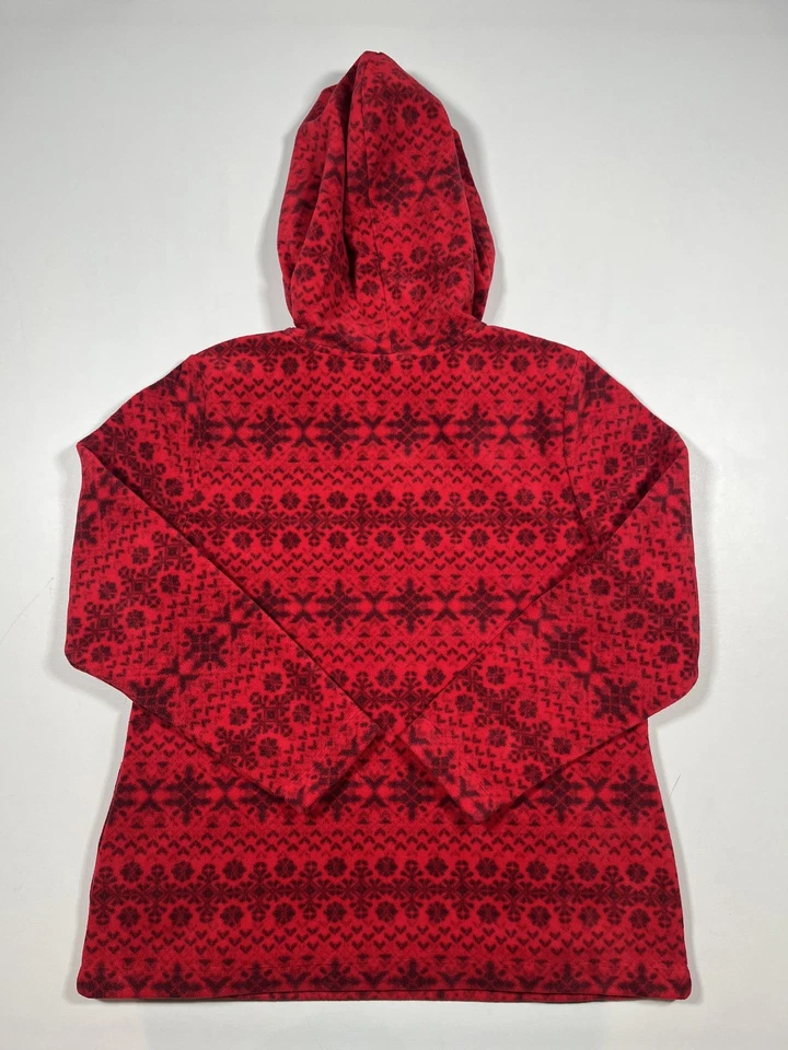 Denim & Co Sudadera con Capucha Mujer Mediana Roja Negra Polar Fair Isle Nordic Foto 2 de 4