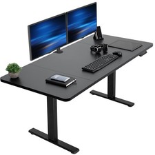 VIVO Electric 60  x 30  Stand Up Desk Workstation, Black Table Top, Black Frame