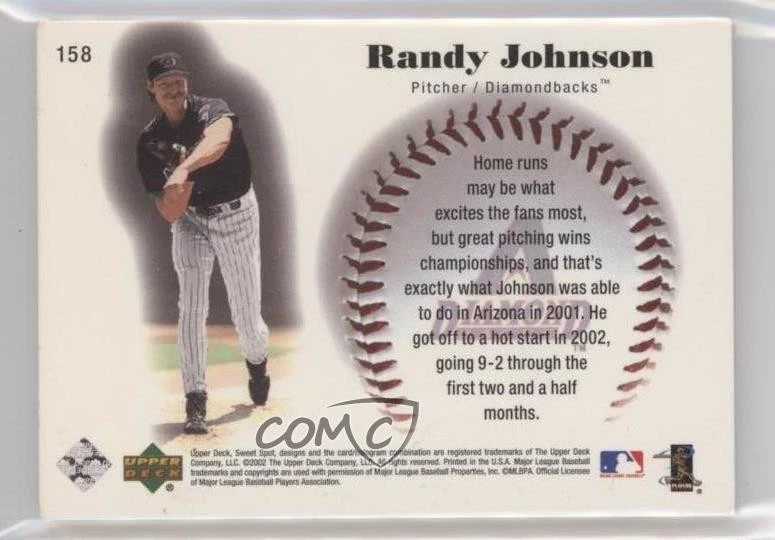2002 Upper Deck Sweet Spot Game Faces Randy Johnson #158 HOF - Image 2 of 2