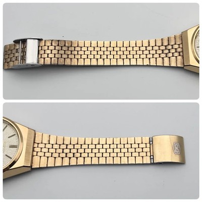 Seiko Grand Quartz 4843-8100 Gold Day-Date Textured Dial Vintage