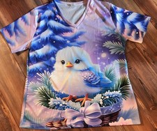 Xxl   Graphic Print V-Neck Short Sleeve scrub top Nwot.fit Is More Like Xl