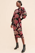 Farm Rio Banana Dots Knit Sweater Dress Sz S